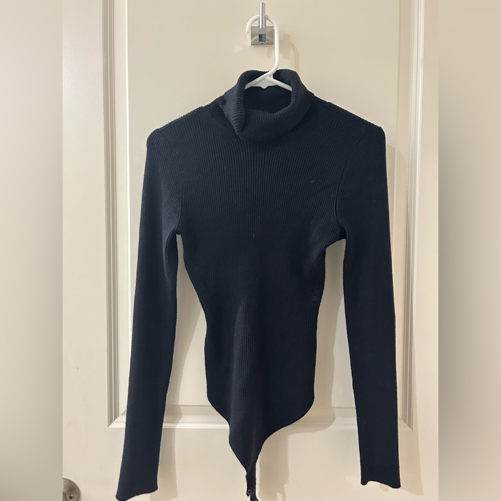 A&F Black Ribbed Turtleneck Bodysuit